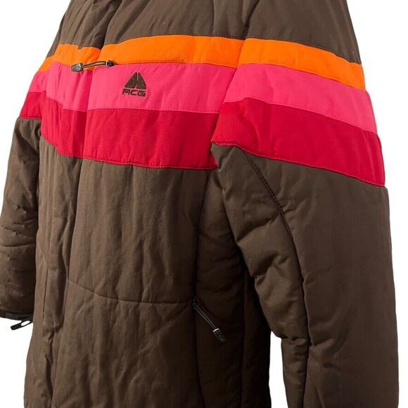 Nike Fit Storm ACG Womens Brown Pink Puffer Winter Jacket Coat Snowboard M - Picture 8 of 16